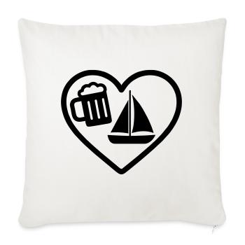 Heart Beer Segelhumor - Sofakissenbezug 45 x 45 cm - Naturweiß  - Vorne