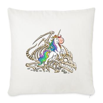 Einhorn Drache Drachenskelett Fabelwesen Fantasy - Sofakissenbezug 45 x 45 cm - Naturweiß  - Vorne