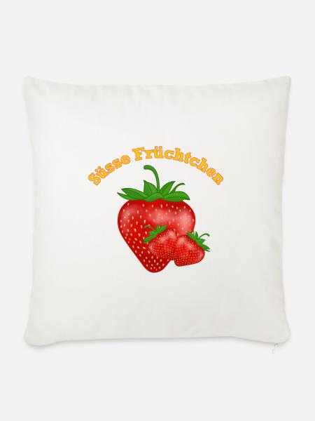 Süsse Früchtchen, Erdbeeren - Sofakissenbezug 45 x 45 cm - Naturweiß