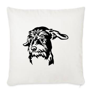 Tête de teckel - Housse de coussin décorative 45 x 45 cm - blanc nature - Devant