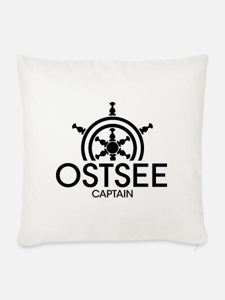 ostsee captain Kapitän Symbol icon Schiff Boot - Sofakissenbezug 45 x 45 cm - Naturweiß 
