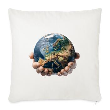 Earth in Hands: Global Responsibility - Sofa pillowcase 17,3'' x 17,3'' (45 x 45 cm) - natural white - Front