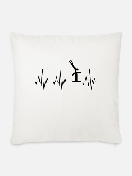 Herzschlag EKG Gymnastik Turnen Akrobatik Sport - Sofakissenbezug 45 x 45 cm - Naturweiß