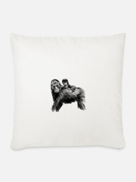 Gorilla Vater mit Baby - Sofakissenbezug 45 x 45 cm - Naturweiß