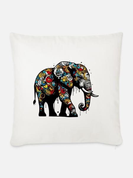 Elefant - Sofakissenbezug 45 x 45 cm - Naturweiß 