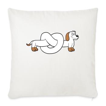 chien teckel bretzel forme noeud long corps bande dessinée - Housse de coussin décorative 45 x 45 cm - blanc nature - Devant