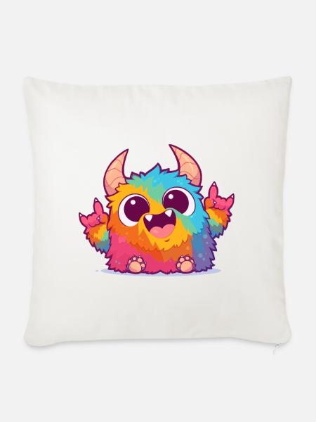 Kunterbunter Monster Rock-Charme - Sofakissenbezug 45 x 45 cm - Naturweiß 