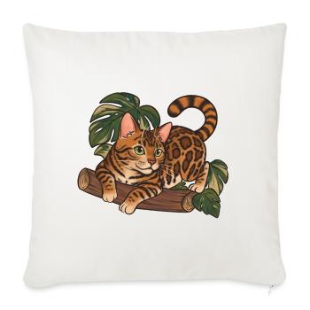 Bengal-Katze auf Baumstamm-Dschungel-Illustration - Sofakissenbezug 45 x 45 cm - Naturweiß  - Vorne