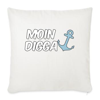 Moin Digga Hamburg - Sofakissenbezug 45 x 45 cm - Naturweiß  - Vorne