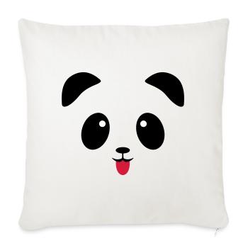 Langue de visage de panda - Housse de coussin décorative 45 x 45 cm - blanc nature - Devant