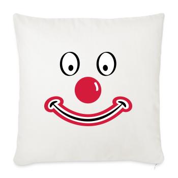 Clownsgesicht mit roter Nase. Clownsgesicht - Sofakissenbezug 45 x 45 cm - Naturweiß  - Vorne