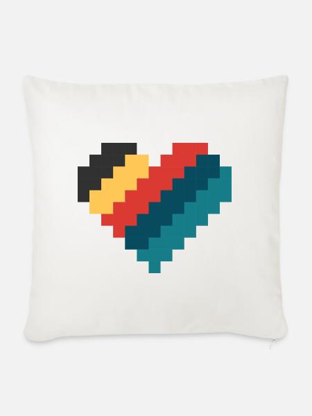 Retro Pixel Herz - Sofakissenbezug 45 x 45 cm - Naturweiß