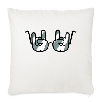 Lunettes de soleil métal rock graffiti cornes geste de la main - Housse de coussin décorative 45 x 45 cm - blanc nature - Devant