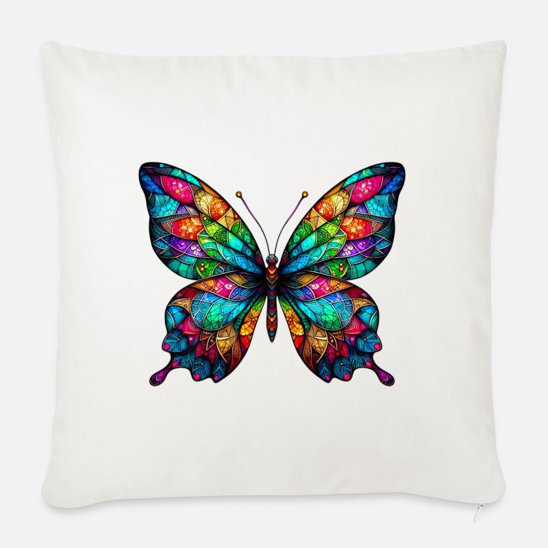 Schmetterling - Sofakissenbezug 45 x 45 cm - Naturweiß 