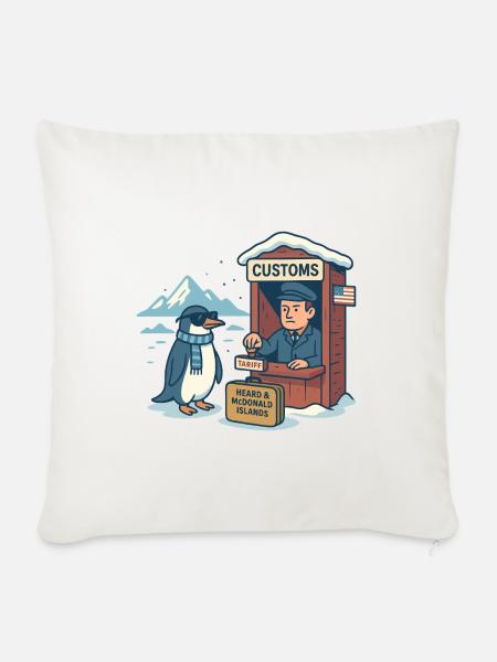 Lustiger Pinguin Cartoon Zölle und Satire - Sofakissenbezug 45 x 45 cm - Naturweiß 