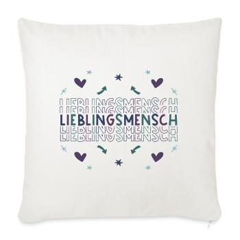 Lieblingsmensch - Herzensmensch - Herzmensch - Sofakissenbezug 45 x 45 cm - Naturweiß  - Vorne