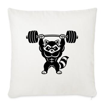 Muscle raton laveur souleve une barre - Housse de coussin décorative 45 x 45 cm - blanc nature - Devant