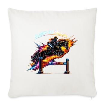 Sauter au néon – Sports équestres et saut d’obstacles - Housse de coussin décorative 45 x 45 cm - blanc nature - Devant