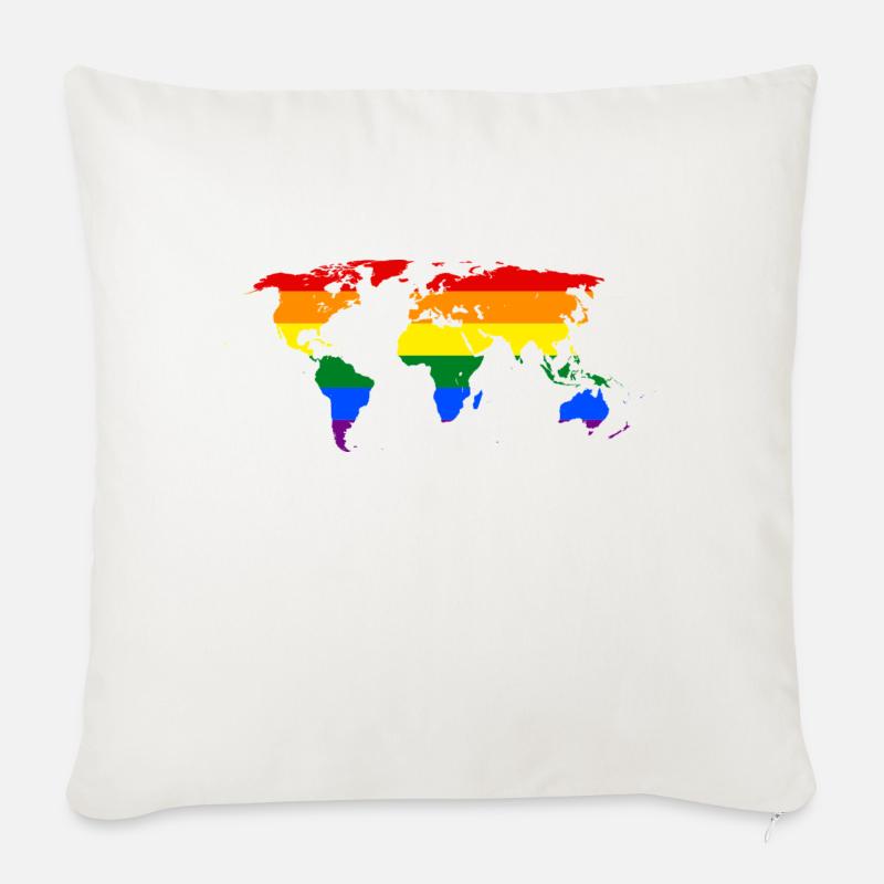 Rainbow World Map - Sofakissenbezug 45 x 45 cm - Naturweiß 