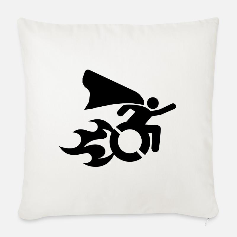 im Rollstuhl mit Flammen # - Sofakissenbezug 45 x 45 cm - Naturweiß 