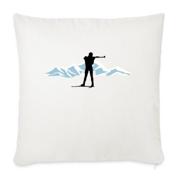 Biathlon et montagne - Housse de coussin décorative 45 x 45 cm - blanc nature - Devant