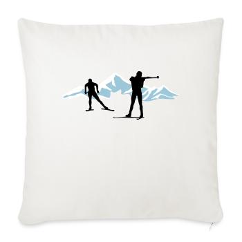 Biathlon - biathlètes et montagnes - Housse de coussin décorative 45 x 45 cm - blanc nature - Devant