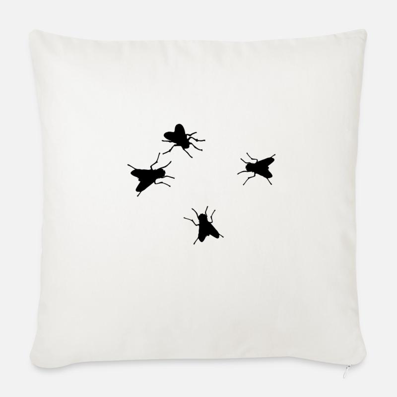 4 Fliegen - Sofakissenbezug 45 x 45 cm - Naturweiß 