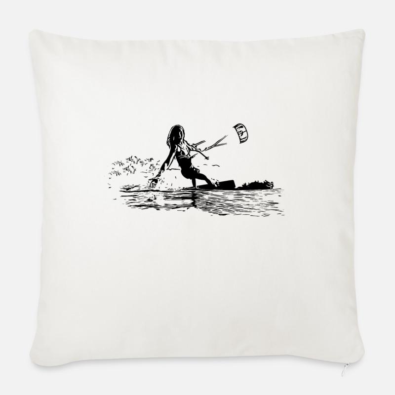 Kite-Surferin - Kiten - Sofakissenbezug 45 x 45 cm - Naturweiß 