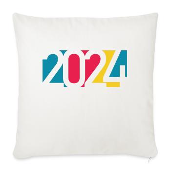 2024 happy new year Jahreszahl Datum Zahl Anno - Sofakissenbezug 45 x 45 cm - Naturweiß  - Vorne