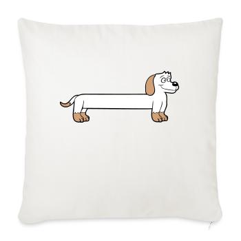 chien long teckel drôle long dessiné cool dessin animé - Housse de coussin décorative 45 x 45 cm - blanc nature - Devant