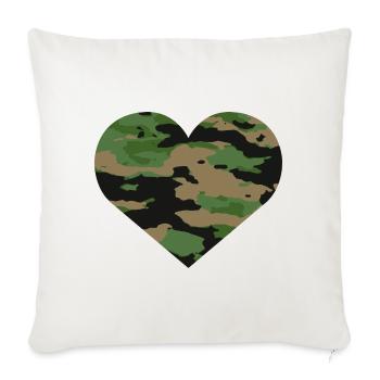 Camouflage Herz Design - Sofakissenbezug 45 x 45 cm - Naturweiß  - Vorne