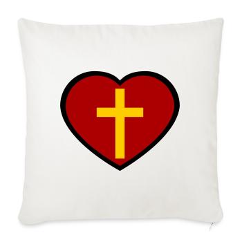 Croix et cœur - Housse de coussin décorative 45 x 45 cm - blanc nature - Devant
