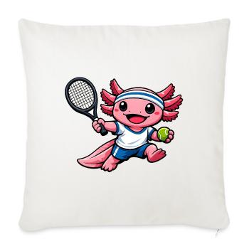 Axolotl beim Tennis – Süßes Sportmotiv - Sofakissenbezug 45 x 45 cm - Naturweiß  - Vorne