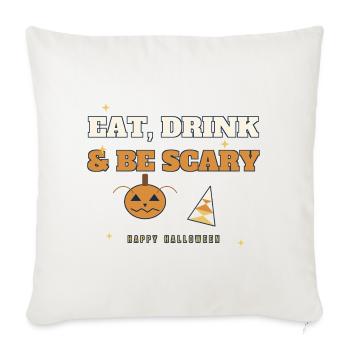 Essen, Trinken & Sei Gruseliges Halloween-Tee - Sofakissenbezug 45 x 45 cm - Naturweiß  - Vorne