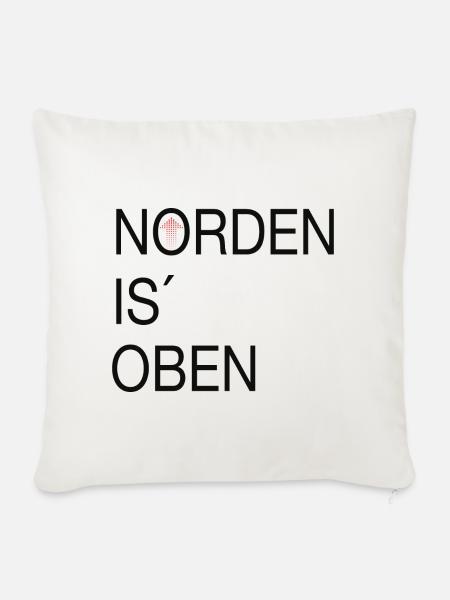 Norden is oben - Sofakissenbezug 45 x 45 cm - Naturweiß