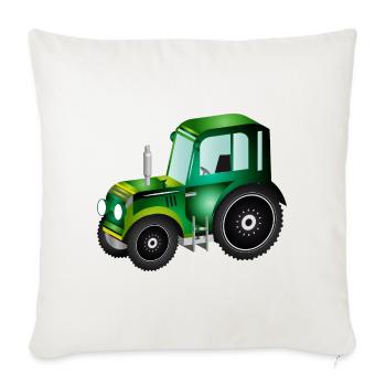 Tracteur 3D vert pour tracteurs et ventilateurs agricoles - Housse de coussin décorative 45 x 45 cm - blanc nature - Devant