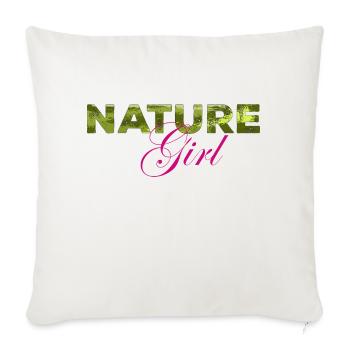 Lettrage Natur Girl avec texture verte - Housse de coussin décorative 45 x 45 cm - blanc nature - Devant