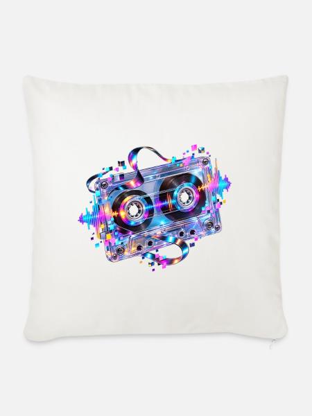 Neon Kassette - Sofakissenbezug 45 x 45 cm - Naturweiß