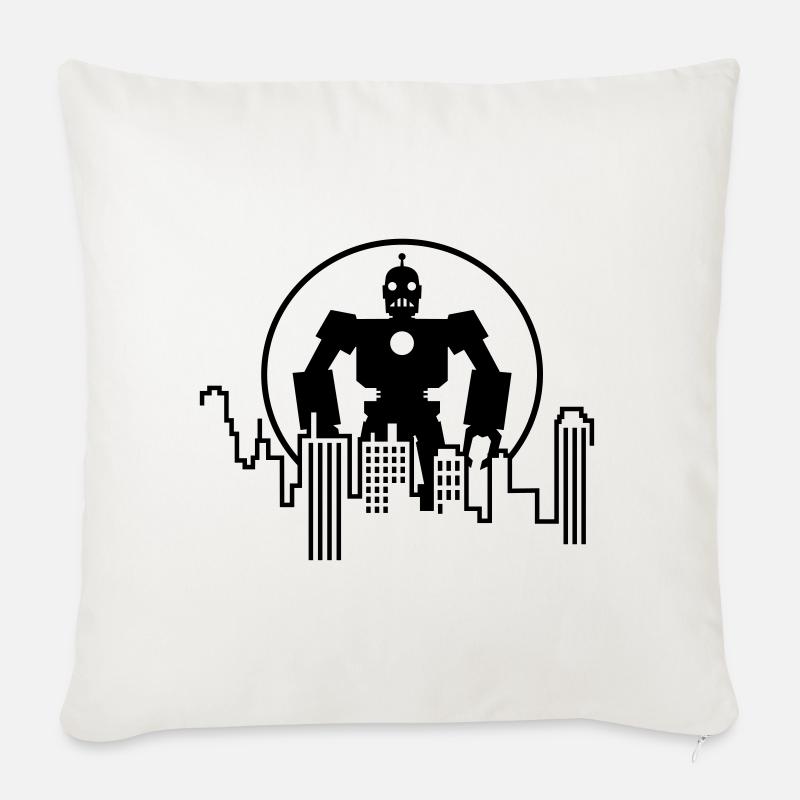 Robot Skyline – Sci-Fi Android Silhouette Shirt - Sofakissenbezug 45 x 45 cm - Naturweiß 