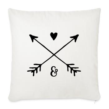 Partner-Wappen / Pfeile & Herz / personalisiert - Sofakissenbezug 45 x 45 cm - Naturweiß  - Vorne