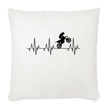 Heartbeat ECG Motocross Motorcycle Biker Two-Wheeler - Sofa pillowcase 17,3'' x 17,3'' (45 x 45 cm) - natural white - Front