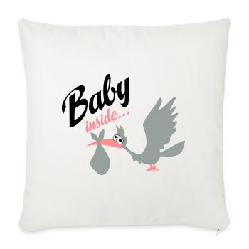 grossesse - Housse de coussin décorative 45 x 45 cm - blanc nature - Devant