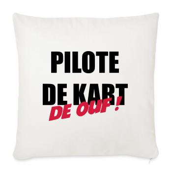 Karting / Kart / Pilote / Voiture - Housse de coussin décorative 45 x 45 cm - blanc nature - Devant