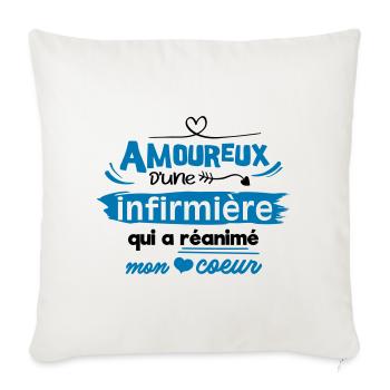 Amoureux d'une infirmière ! humour - Housse de coussin décorative 45 x 45 cm - blanc nature - Devant
