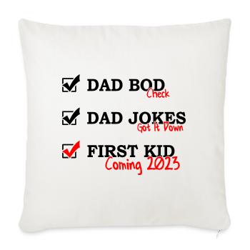 Cadeau d’annonce de grossesse drôle pour la première fois papa - Housse de coussin décorative 45 x 45 cm - blanc nature - Devant