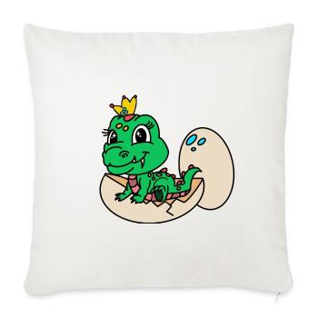 Drache mit Krone aus dem Ei - Sofakissenbezug 45 x 45 cm - Naturweiß  - Vorne