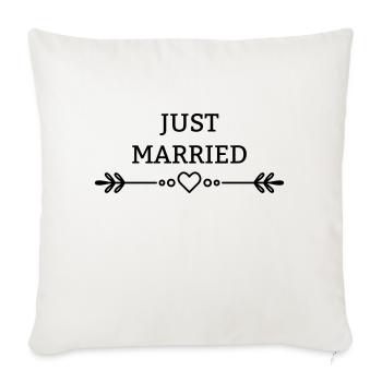 Just married with heart and floral elements - Sofa pillowcase 17,3'' x 17,3'' (45 x 45 cm) - natural white - Front