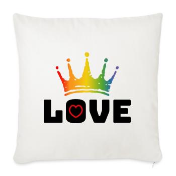 Amour Coeur rouge Couronne arc-en-ciel noir - Housse de coussin décorative 45 x 45 cm - blanc nature - Devant