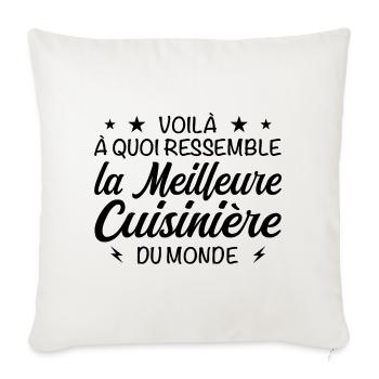 Meilleure cuisinière au monde - Idée cadeau - Housse de coussin décorative 45 x 45 cm - blanc nature - Devant
