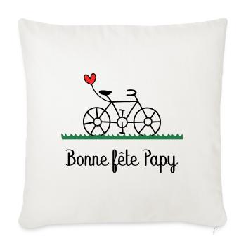 PAPY. FÊTE DES PÈRES. BONNE FÊTE PAPY. JE T'AIME. - Housse de coussin décorative 45 x 45 cm - blanc nature - Devant